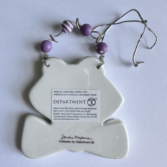 Department 56 Sandra Magsamen Frog Plaque Wall Hanging Ornament Green Purple Bow - Picture 2 of 6
